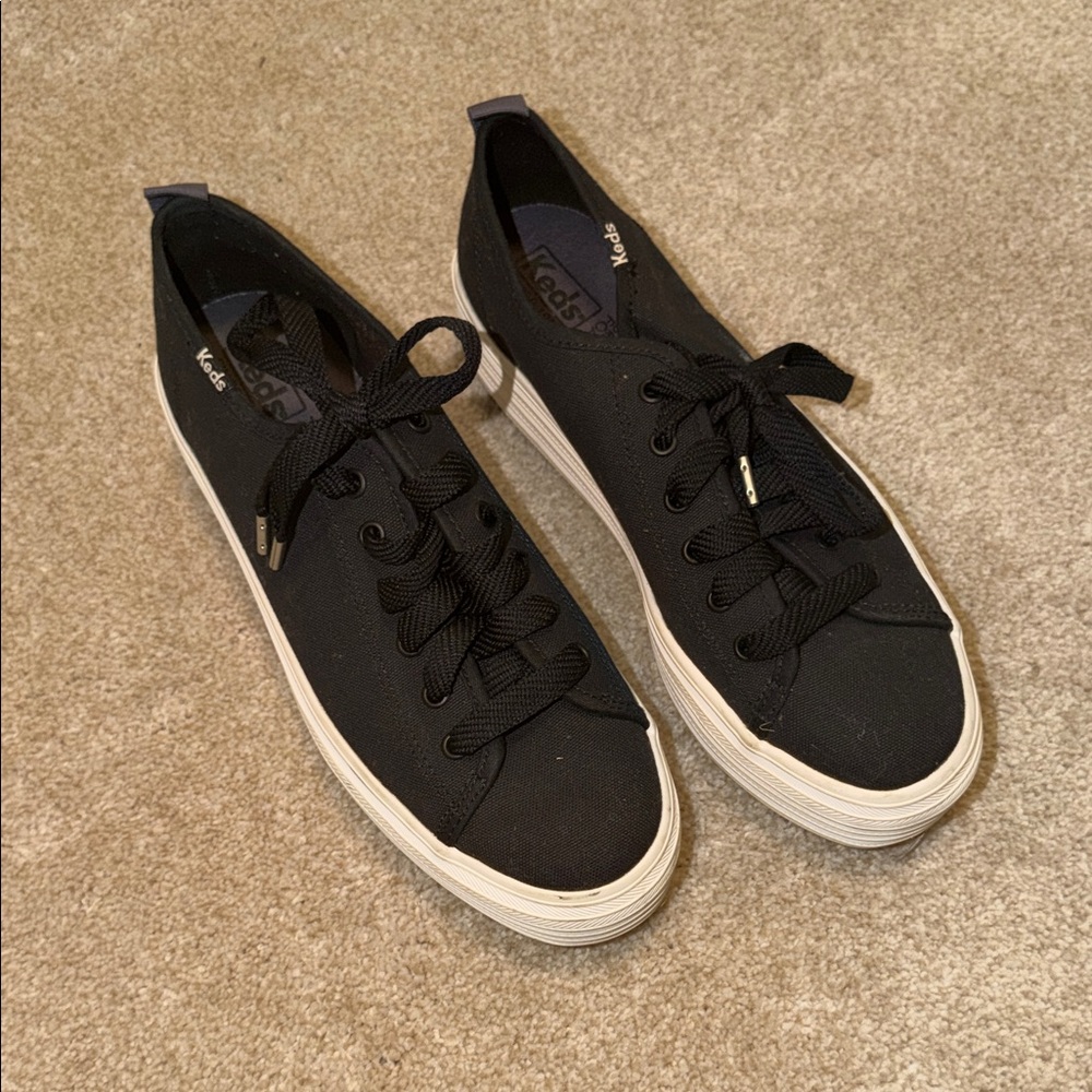 Platform Keds Women's Black Canvas Sneakers